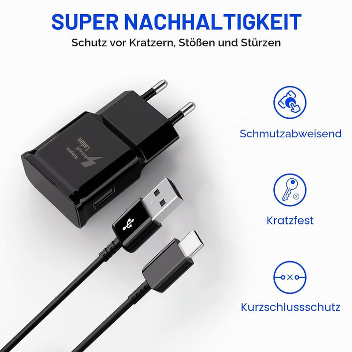 2-Pack Adaptives Schnell-Ladegerät, Schnellladegerät Netzteil mit USB C Ladekabel für Samsung Galaxy