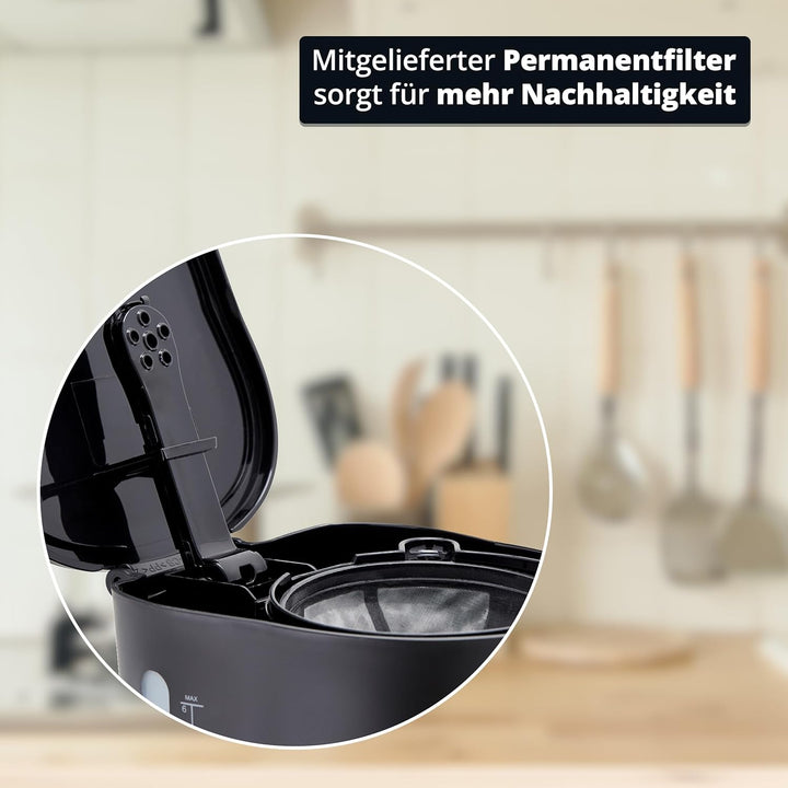 KHG Kaffeeautomat KA-127 (S) aus Kunststoff in schwarz, Kapazität für 5 Tassen, mit Glaskanne 600 ml