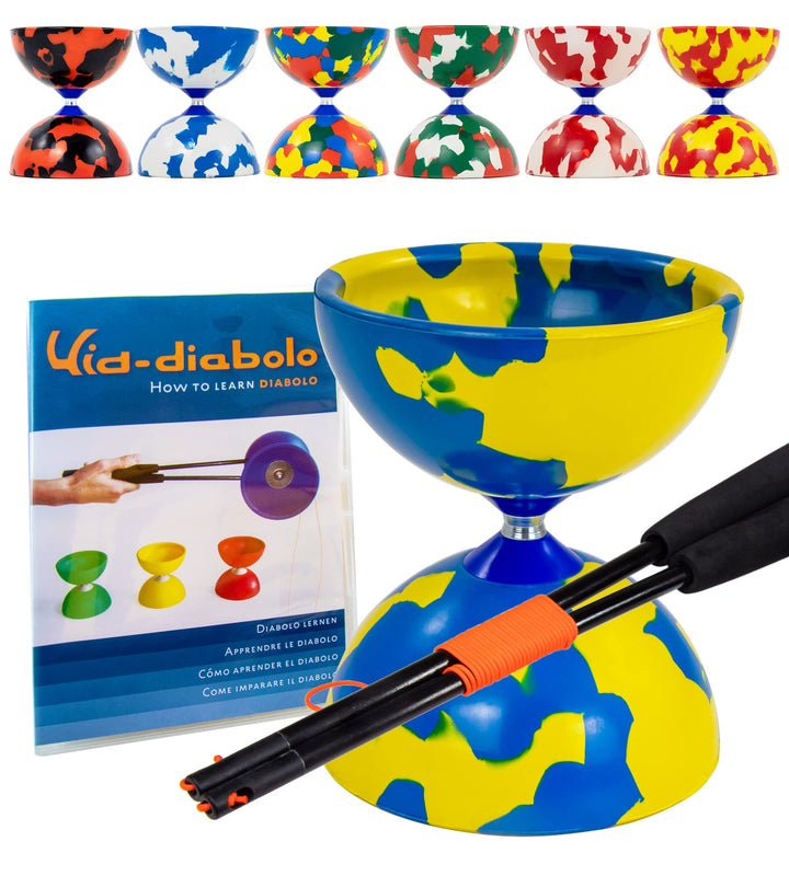 Juggle Dream Jester Diabolo Jonglierset – Fester Achse Profi-Diabolo mit Superglass-Handstäben, Onli