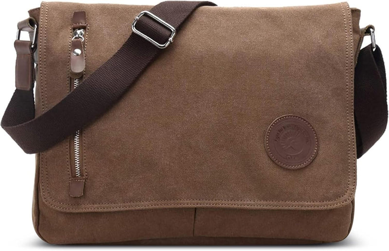 DORRISO Mode Umhängetasche Herren Schultertasche Canvas Schultertaschen für 14 Zoll Laptop Kuriertas