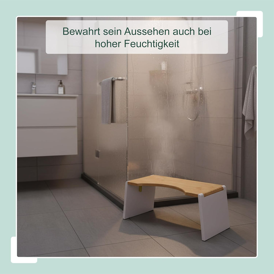 Relaxdays Toilettenhocker, klappbar, Hocker Toilettengang, Erwachsene, Bambus, rutschfest, HBT 19x43