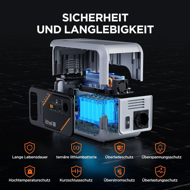 Litheli Tragbare Powerstation Flint 218, 216Wh LiFePO4 Batterie Outdoor Generator, 300W AC/100W USB-