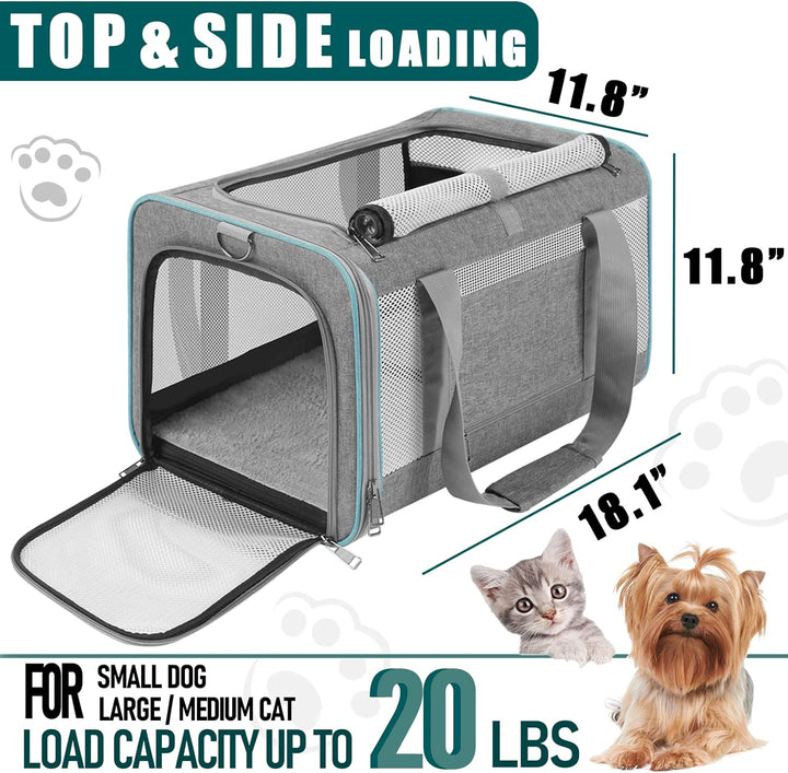 GAPZER Haustier-Tragetasche für grosse Katzen, 9 kg+, weiche Seiten, kleine Hunde, Reisetragetasche,
