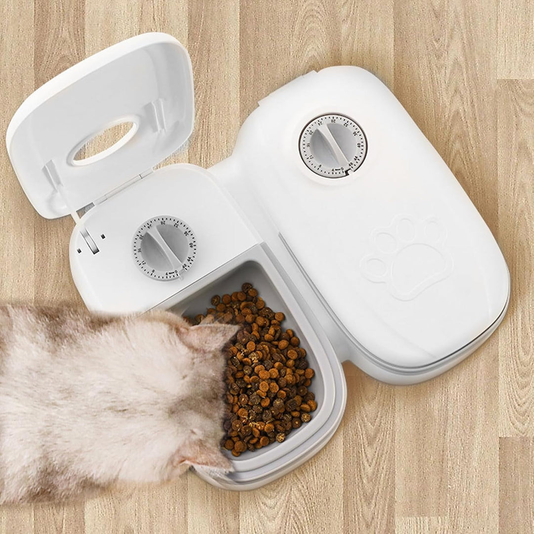 Automatischer Futterspender, 350ml*2 Automatischer Futterautomat, 2 Mahlzeiten Futterautomat Für Kat