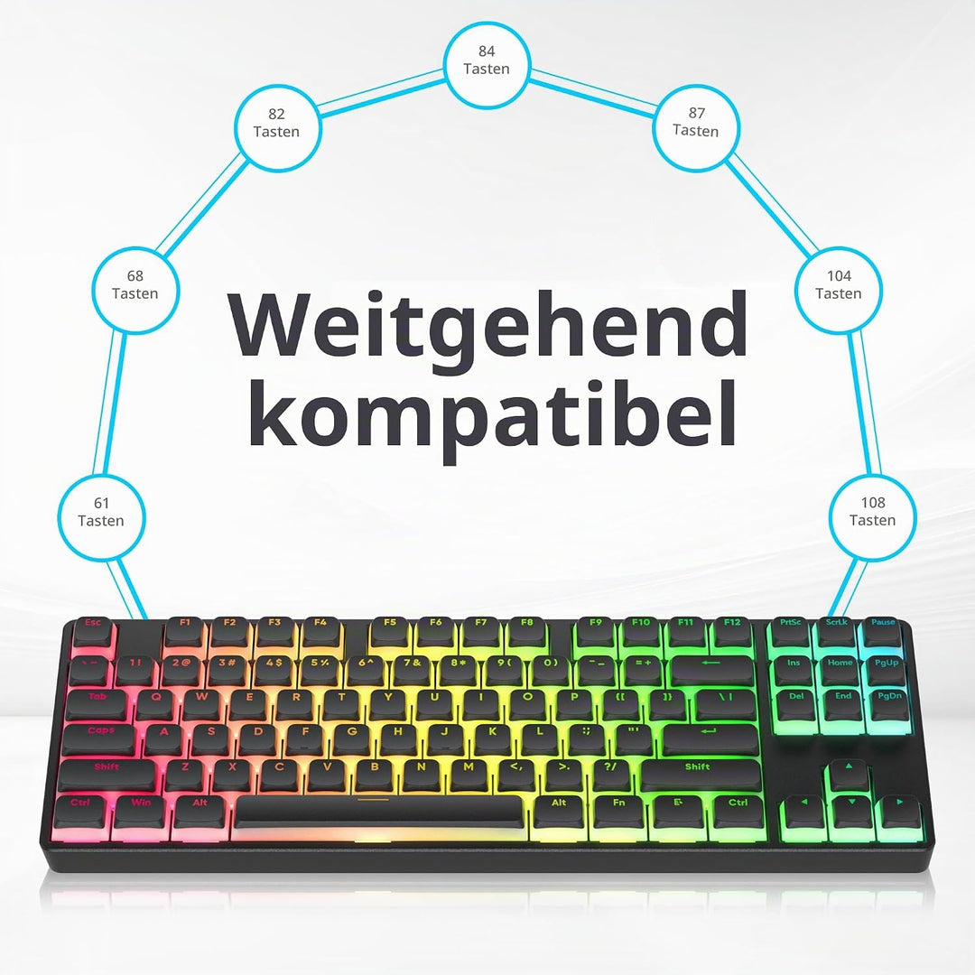 SOLIDEE Black Pudding Tastenkappen,Double Shot PBT-Tastenkappen mit durchscheinender Schicht,117 Tas