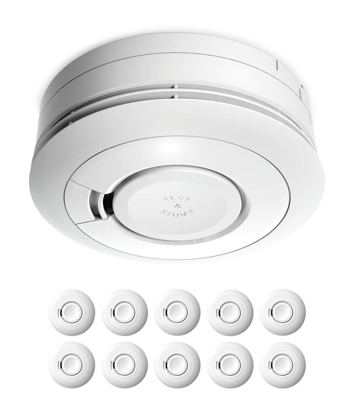 Ei Electronics Ei650 Rauchwarnmelder, Rauchmelder im 10er Set, Stand-alone-Gerät mit Batterie für 10