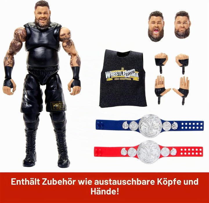 Mattel WWE Ultimate Edition Actionfigur & Zubehör, 15,2 cm Kevin Owens Sammelset, austauschbare Köpf