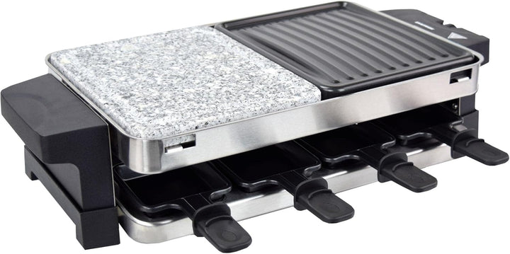 Syntrox Germany RAC-1500W-Bern Edelstahl Design Raclette mit heissem Stein und Grillfläche - für bis