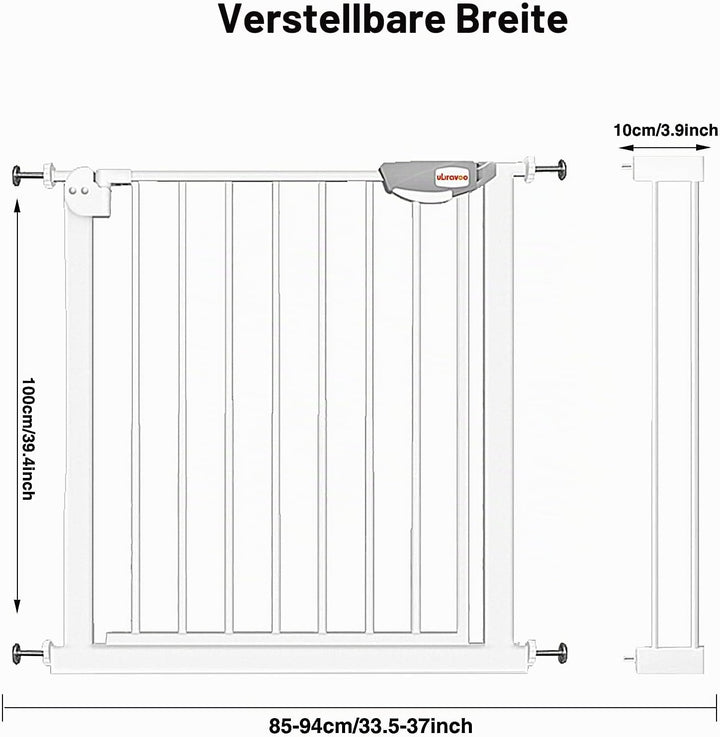 UBRAVOO Babygitter für Türen und Treppen, Höhe 100 cm, Sicherheits-Haustiergitter, Spannungstyp, aut