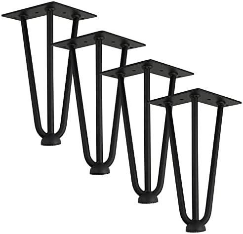 Qrity Haarnadel Tischbeine, 3-Stangen Haarnadel Füsse, DIY Black Hairpin Couchtisch Beine Heavy Duty