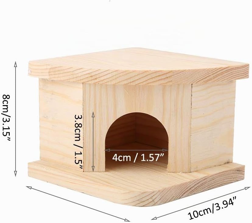 Hamster Holzhaus, Holz Hamsterhaus Versteck Ecketage Rechts Käfig Dekor Zubehör Mehrkammernhaus Meer