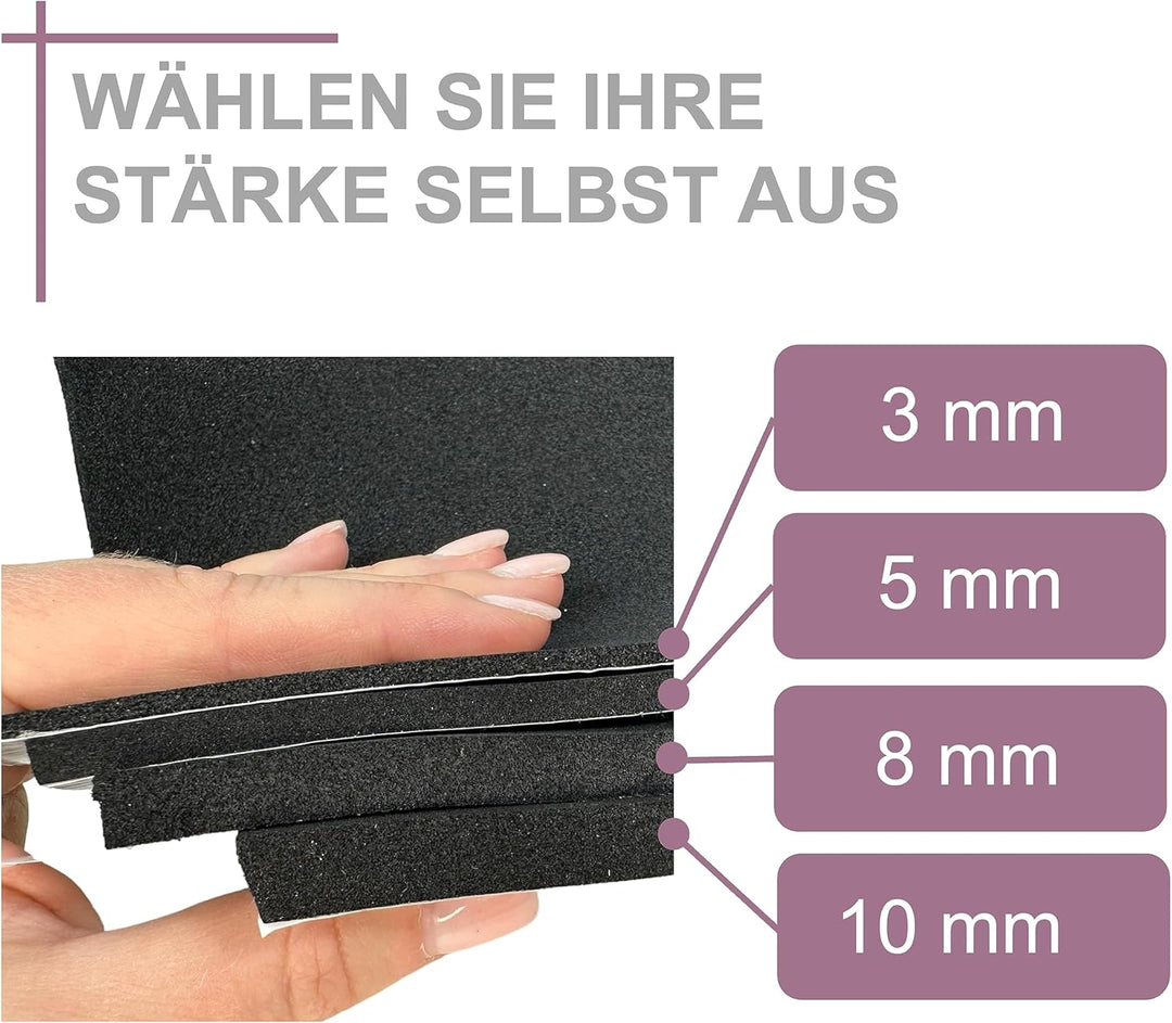 Moosgummiplatte 200mm x 300mm selbstklebend 3mm 5mm 8mm 10mm 12mm 15mm 20mm stark EPDM Zellkautschuk