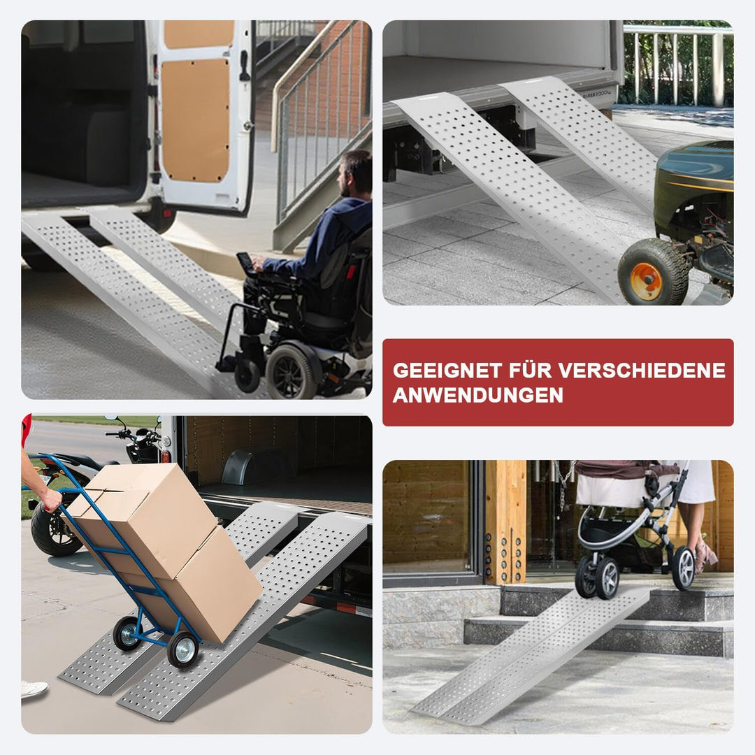Ikodm 135cm 2X Auffahrrampe Verladerampe, max. 400kg, Laderampe, Rampen für Anhänger, Auto Laderampe