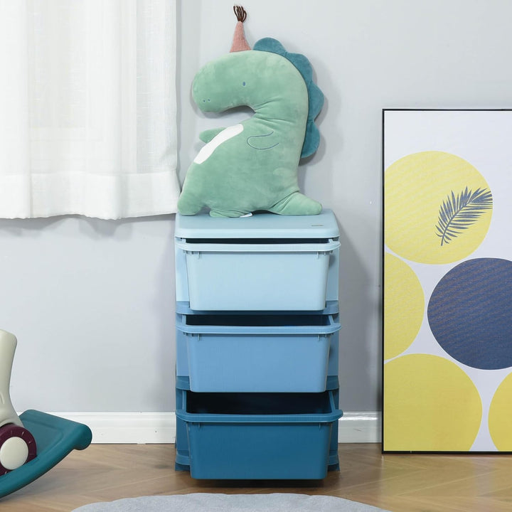 HOMCOM Schubladenschrank für Kinder mit Stauraum Aufbewahrungsboxen Spielzeug-Organizer Spielzeugkis