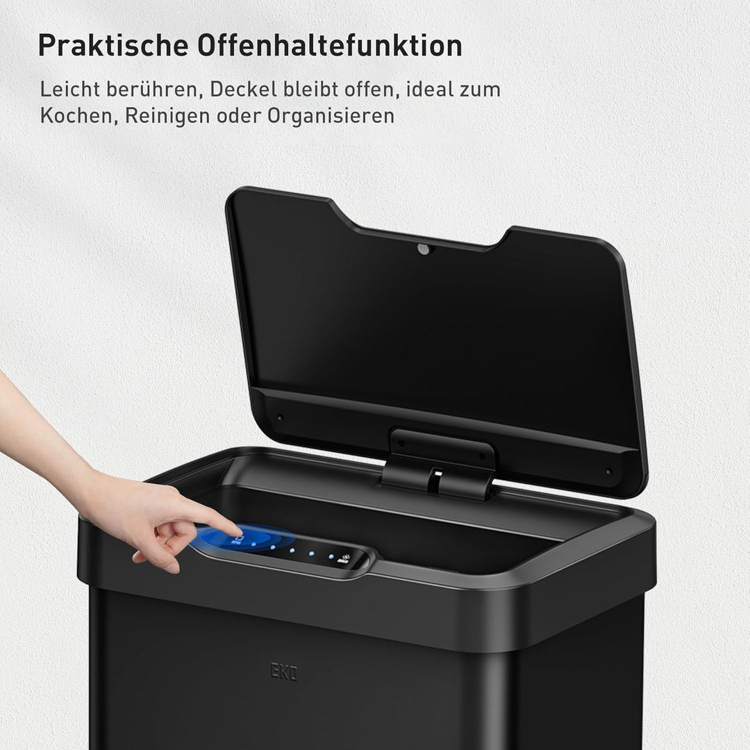 EKO Mirage-T 50L Mülleimer mit Sensor, Edelstahl Automatischer Abfalleimer für die Küche, rechteckig