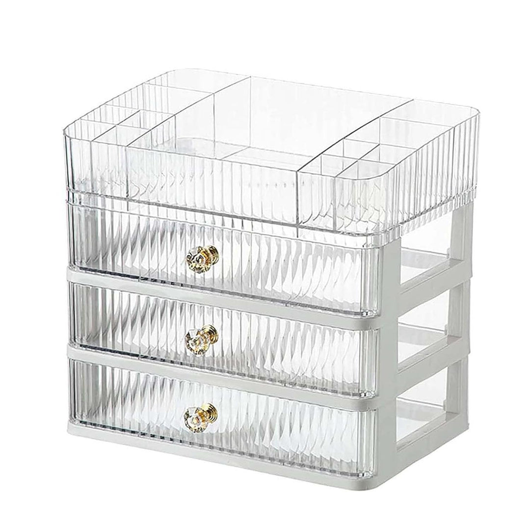 Make-up-Organizer mit 3 Schubladen – Stapelbarer Acryl Kosmetik-Organizer mit herausnehmbarem Tablet