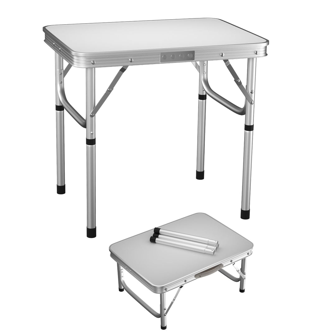 60x45cm Klapptisch Gartentisch Verstellbare Höhe 26/56cm, Aluminium-Camping-Tisch 20KG Kapazität, le