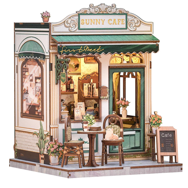 DIY Miniatur Haus Bausatz für Erwachsene,Puppenhaus Gewächshaus mit LED Licht,3D Puzzle Buchstütze a