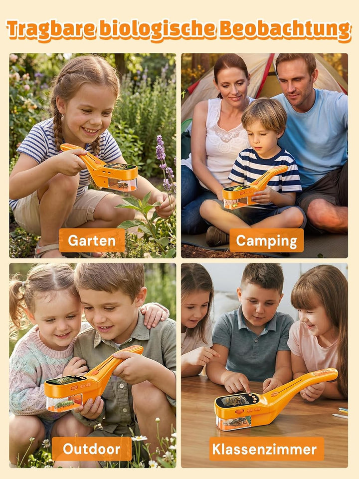 Acoath Mikroskop für Kinder, Insektenfänger Entdeckerset, 2,4-Zoll-Bildschirm, Fotografieren erlaubt