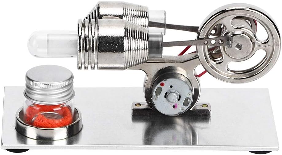 Miniatur-Dampfmaschinen-Lehrmodell, Silberner Stirlingmotor, der Strom Erzeugt, Metallkonstruktion