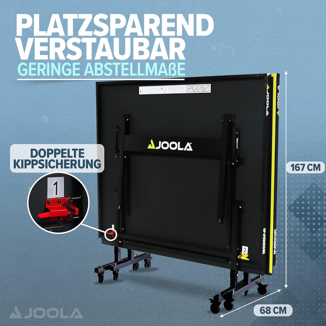 JOOLA Tischtennisplatte Inside - Tischtennistisch Indoor, klappbar, robust, platzsparend - Schneller
