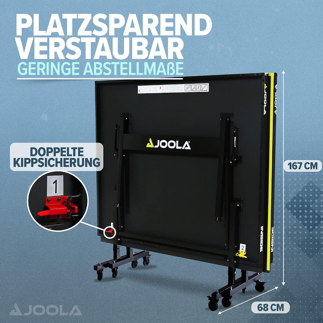 JOOLA Tischtennisplatte Inside J18 Tischtennistisch Indoor klappbares Untergestell &amp; Tischtennisbäll