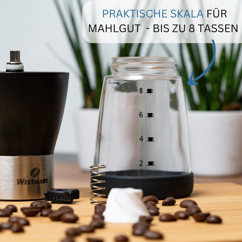 Westmark Kaffeemühle manuell - für bis zu 8 Tassen Kaffee wie vom Barista - langlebiges & verstellba