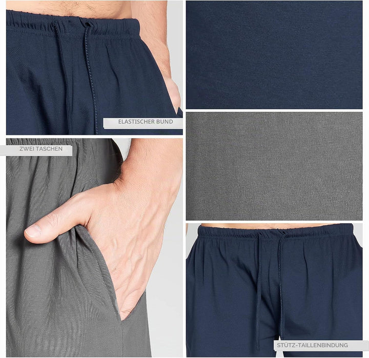 CityComfort Pyjama Shorts Herren, Kurze Schlafanzughose Herren mit Seitentaschen &amp; Elastischem Bund