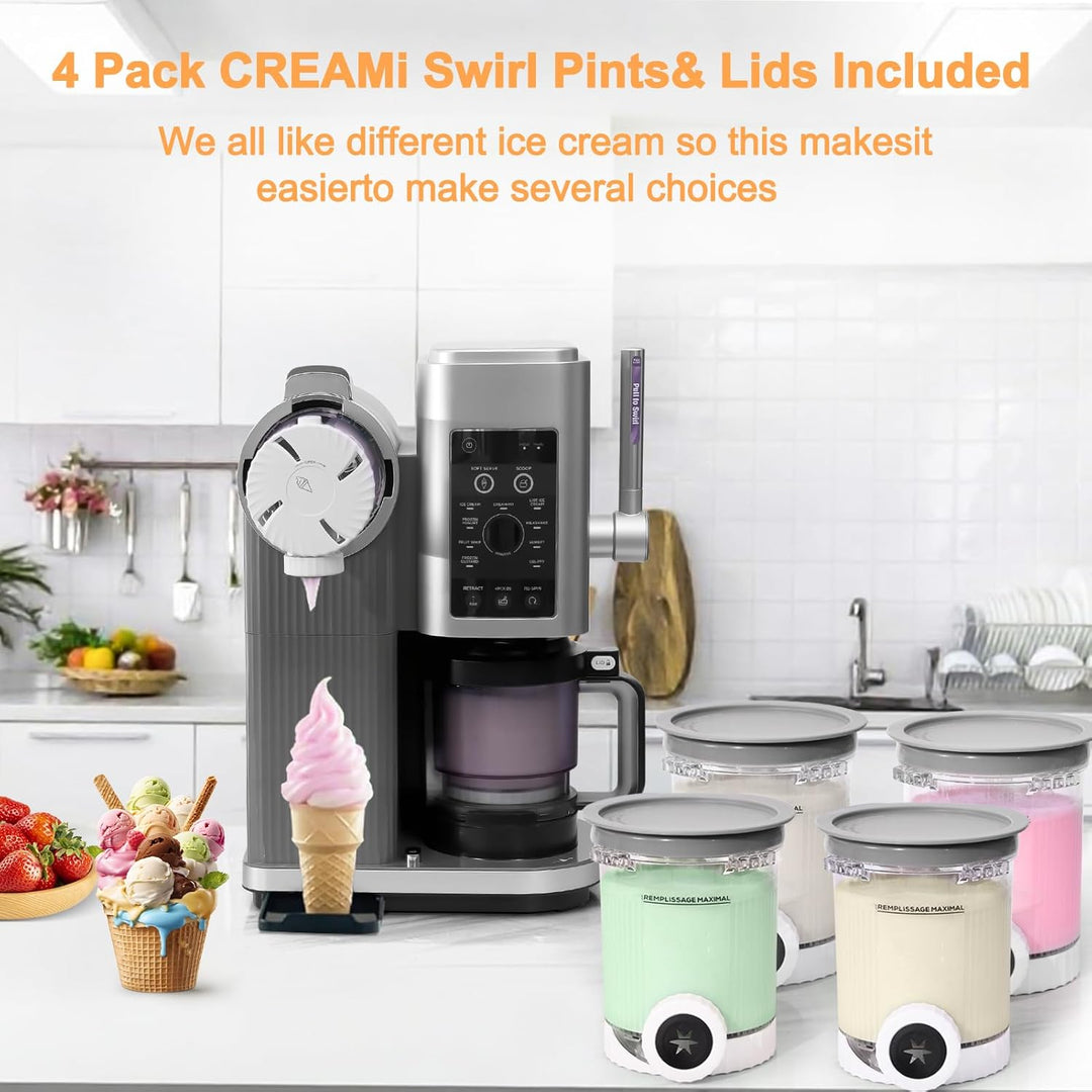 NiuBeBe 4 Stück Ersatz Behälter Ninja Swirl CREAMi - Kompatibel mit Ninja Creami NC701 & NC700 Serie