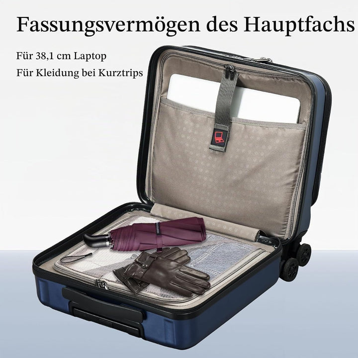 Kaleenie 16" Handgepäck-Aktenkoffer mit 2 Laptopfächern, Leichter Hartschalenkoffer mit leisen Spinn