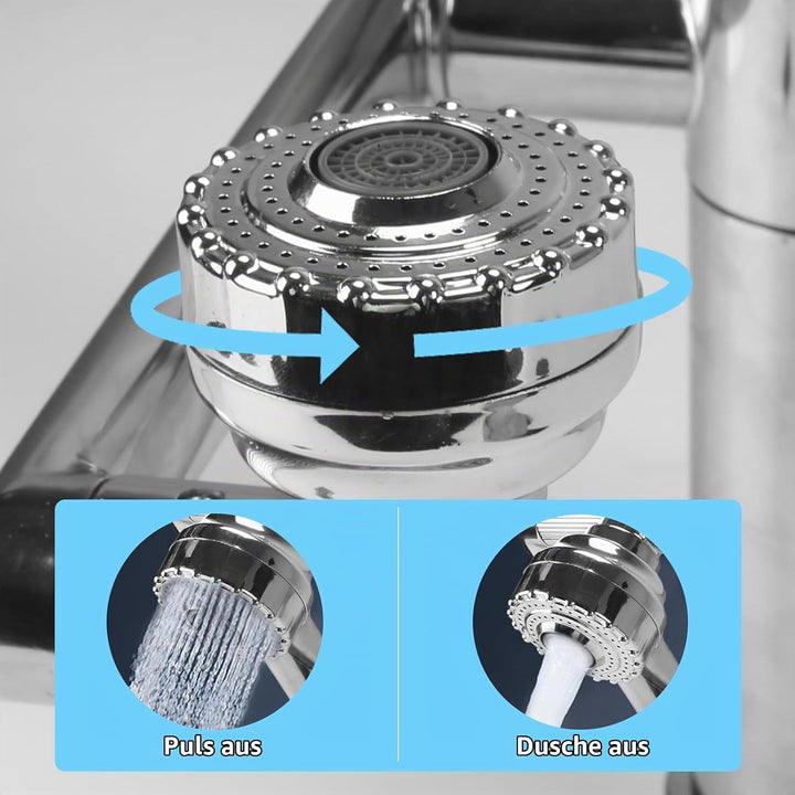 Wasserhahn Küche Flexibel 360° Drehbar Wasserhahn Bad Silber | 2 Modi Wasserabgabe Waschtischarmatur