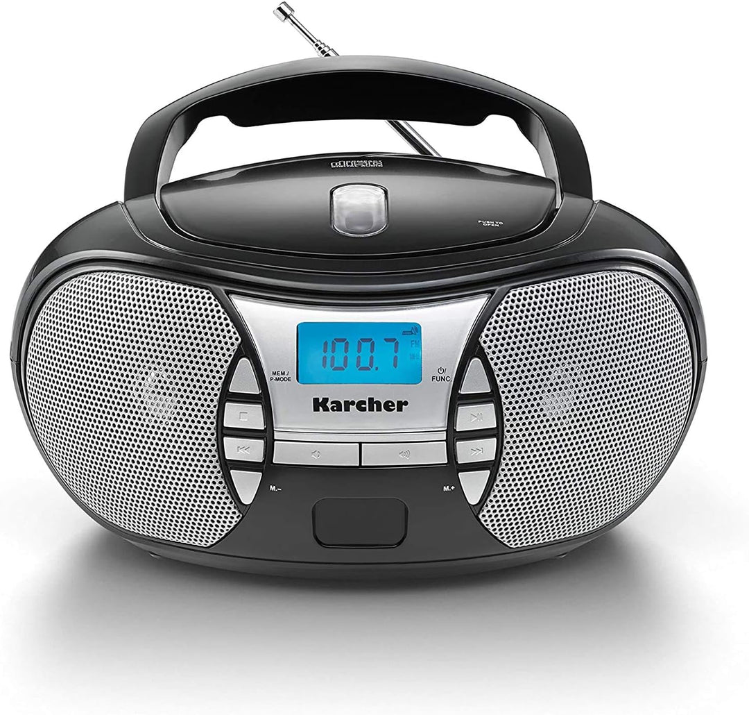 KARCHER RR 5025-B tragbares Radio, CD-Player mit Netz-und Batteriebetrieb, UKW-Radio mit AUX-Anschlu