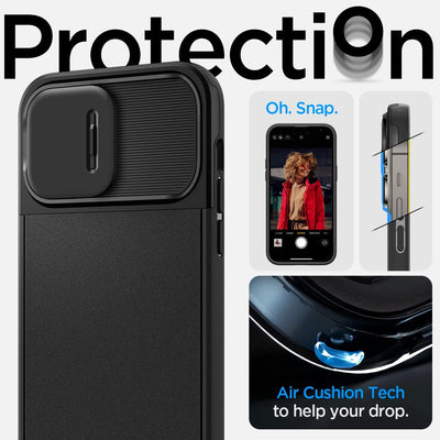 Spigen Optik Armor MagFit Hülle Kompatibel mit iPhone 14 Pro Max -Schwarz, Schwarz