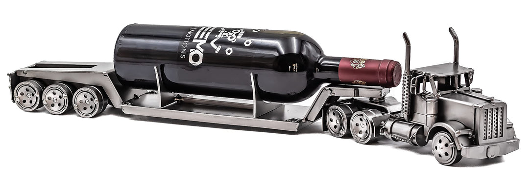 STEEMO Metallkunst Weinflaschenhalter Truck USA - LKW Tieflader - Deko-Weinhalter 62x12x10 cm