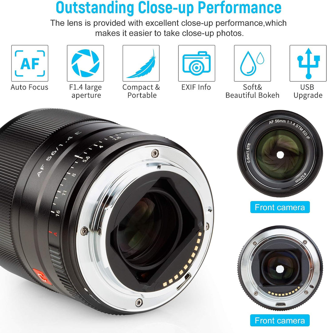 VILTROX AF 56mm F1.4 Autofokus Objektiv für Sony E Mount Kameras (APS-C, Einstellbare Blende f1.4-f1