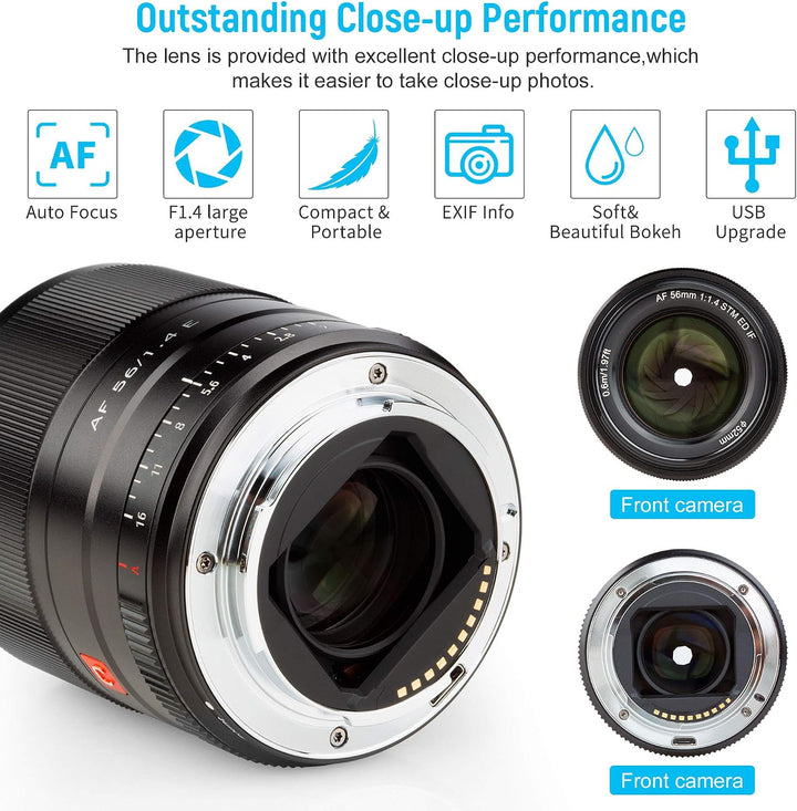 VILTROX AF 56mm F1.4 Autofokus Objektiv für Sony E Mount Kameras (APS-C, Einstellbare Blende f1.4-f1