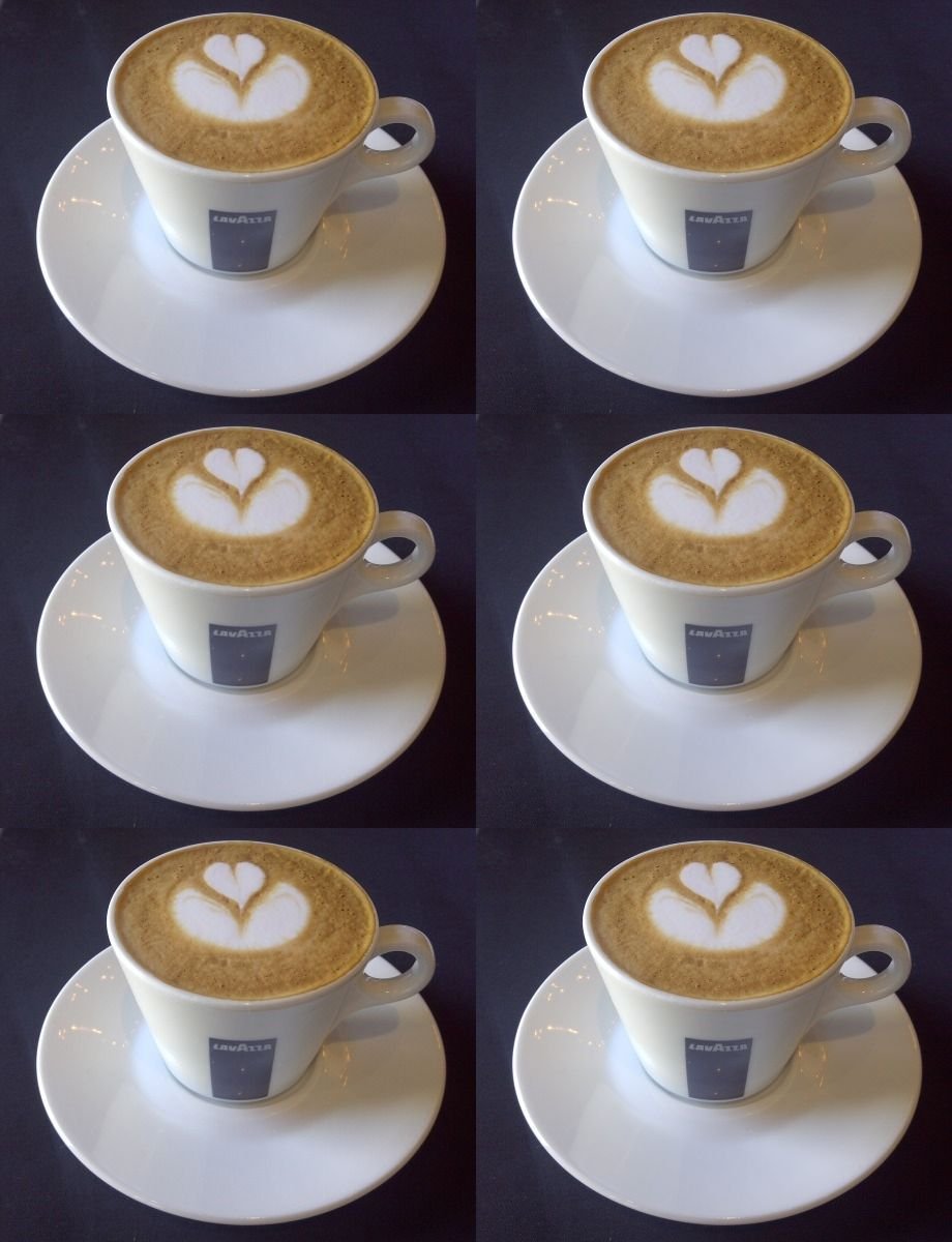 6 X Lavazza 5.5oz Cappuccino Porzellan Tassen und Untertassen.