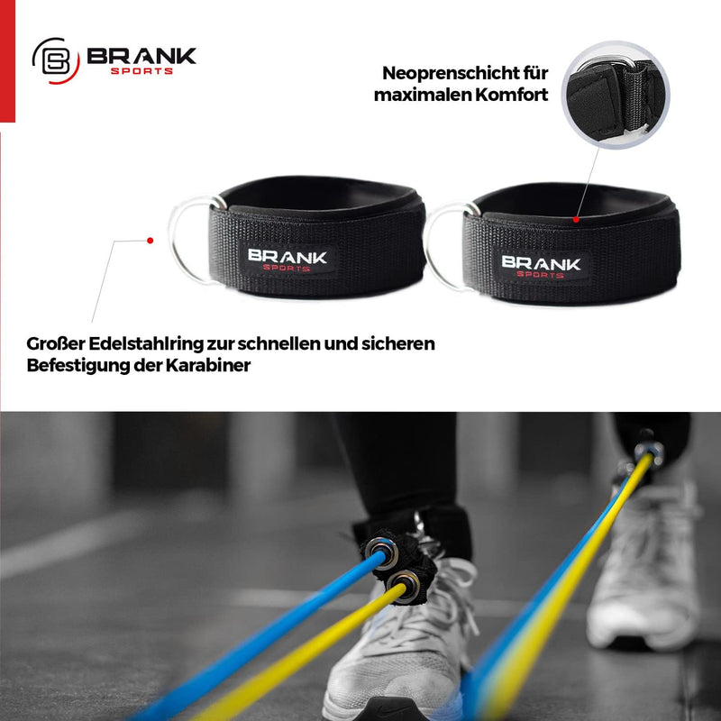 BRANK SPORTS® Widerstandsbänder-Set mit Griffen und 13 Teilen – Einstellbare Fitnessbänder als Set v