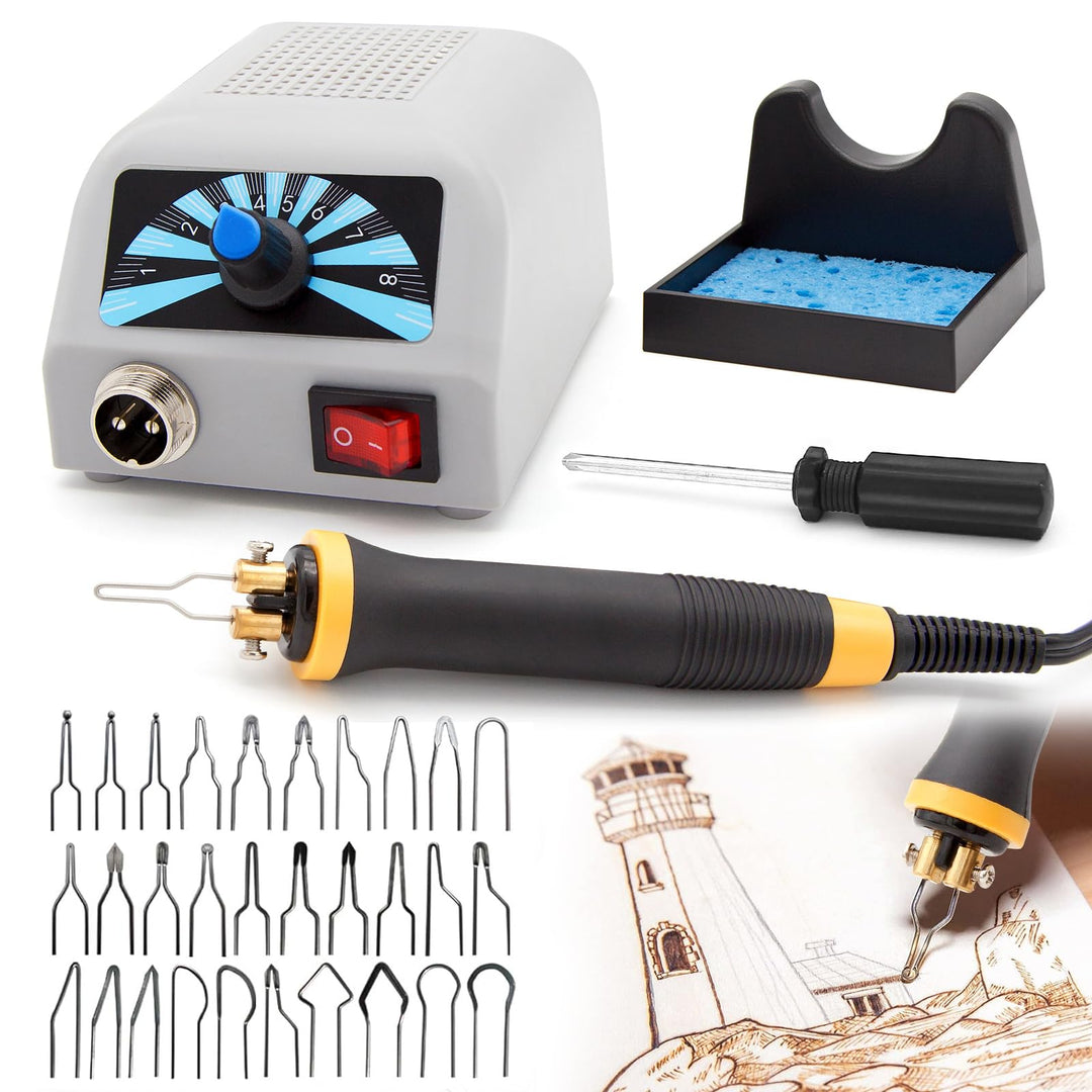 Luriseminger Pyrographie Maschine, 60W Holzverbrennungs Kit mit 30 Pyrography Drahtspitzen, 100-800℃