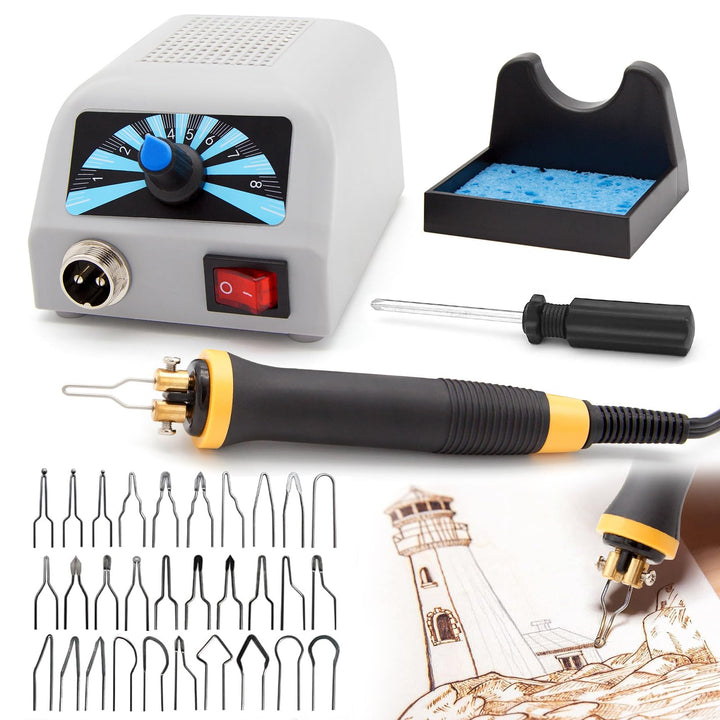 Luriseminger Pyrographie Maschine, 60W Holzverbrennungs Kit mit 30 Pyrography Drahtspitzen, 100-800℃