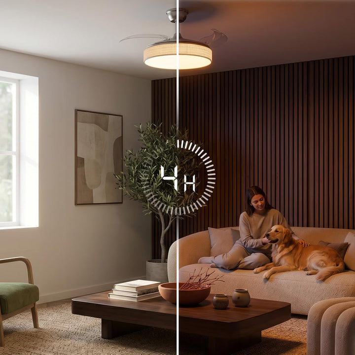 Cecotec Deckenventilator EnergySilence Aero 3666 Invisible Textile, 91 cm | LED-Licht, 3 Lichtfarben