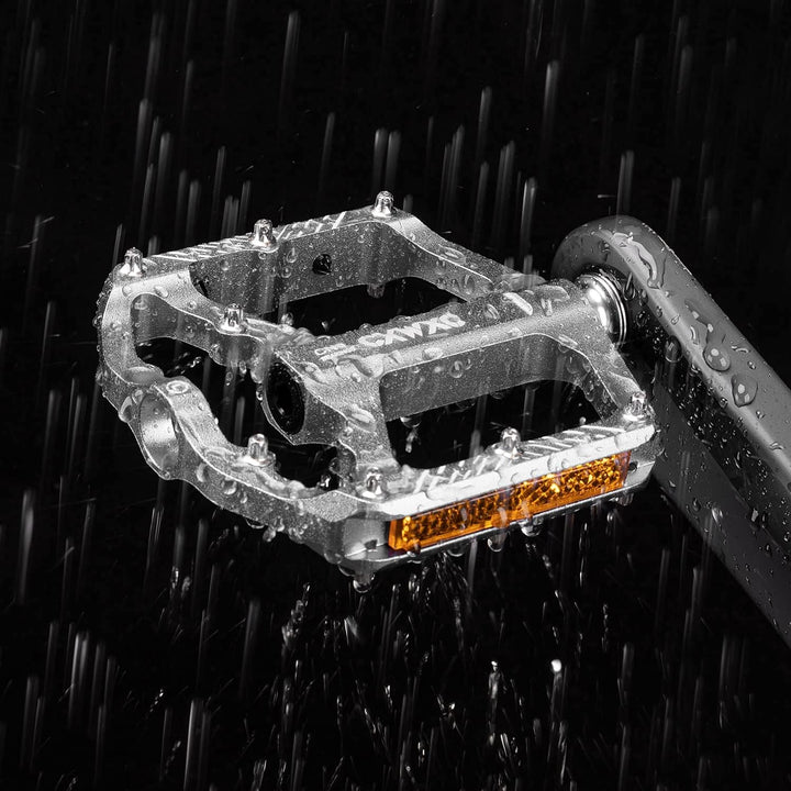 CXWXC Fahrradpedale mit Reflektoren 9/16 Zoll CNC Aluminium MTB Pedale Leichtgewichts, Antirutsch fü