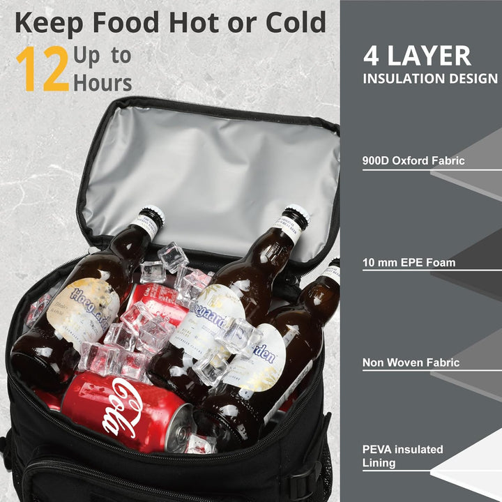 Taktischer Kühlrucksack – 25L Isolierter Rucksack, Auslaufsicher & Robust – Grosser Lunch-Rucksack,