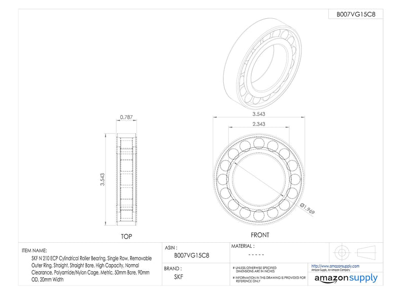 N210ECP SKF Zylinderrollenlager Roller Bearing 50x90x20mm