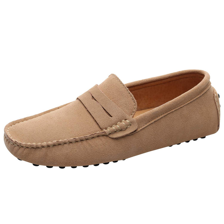 Jamron Herren Wildleder Penny Loafers Gemütlich Fahrende Schuhe Mokassin Slippers 39.5 EU Beige, 39.