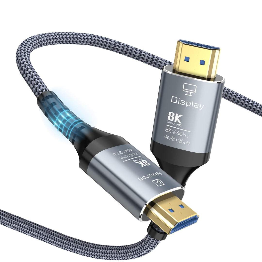 Glasfaser HDMI Kabel 7Meter 8K, 48Gbps Ultra High Speed Langes HDMI 2.1 Kabel Geflochten 8K@60Hz 4K@