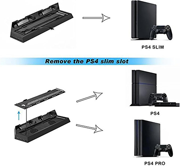 OSTENT Dual Controller Ladegerät Lüfter USB Hub Vertikale Ständer für Sony PS4 / Slim/Pro Konsole