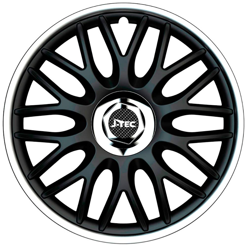Satz J-Tec Radzierblenden Orden R 16-Zoll Schwarz/Silber + Chrom Ringe 16-inch Schwarz/Silber + Chro