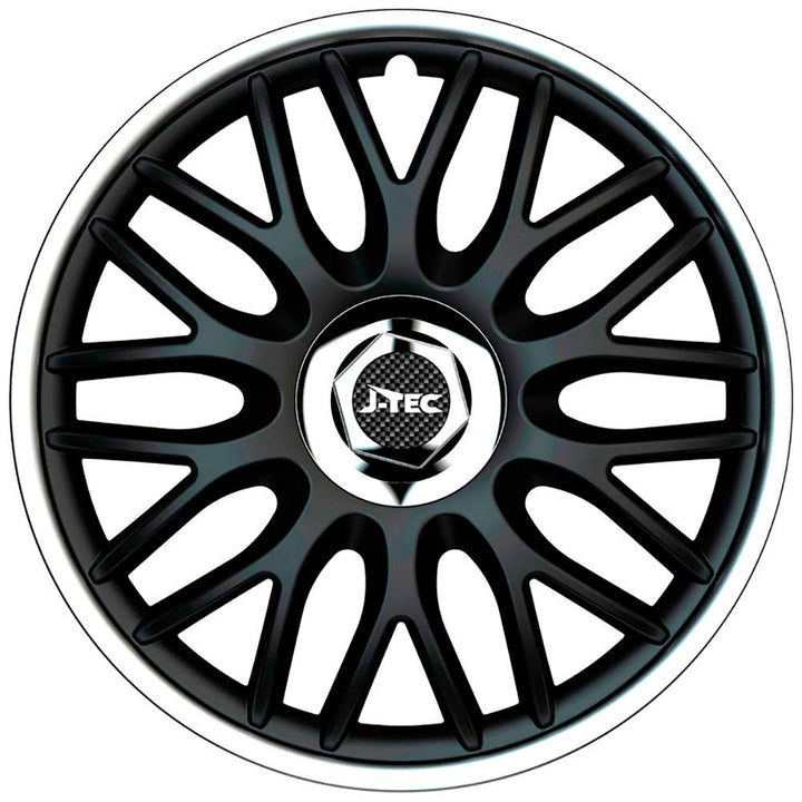 Satz J-Tec Radzierblenden Orden R 16-Zoll Schwarz/Silber + Chrom Ringe 16-inch Schwarz/Silber + Chro