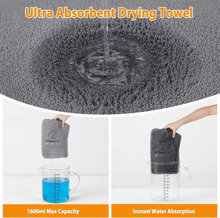 Gimars Thickened Pet Drying Towel with Gloves 90×50cm, 2 Pack, Gray 90×50cm 2er, 90×50cm 2er